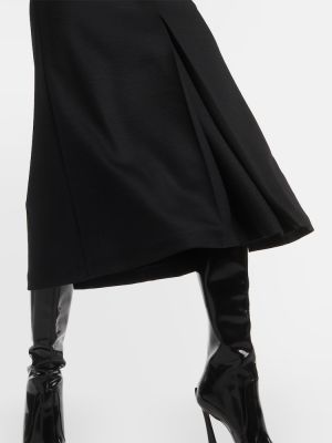 Falda midi de lana Saint Laurent negro