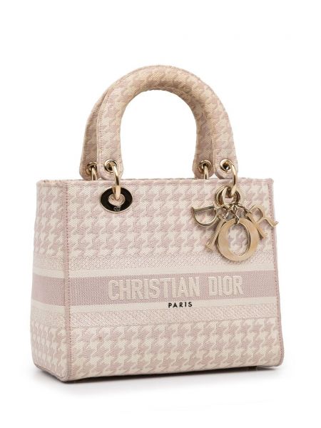 Houndstooth-mustriga kott Christian Dior Pre-owned roosa