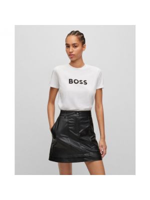 Camiseta de algodón de punto Boss blanco
