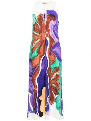 Αμάνικη λινή μάξι φόρεμα με σχέδιο Dorothee Schumacher μωβ