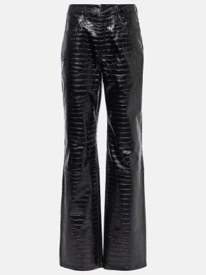 Pantalones rectos de cuero de cuero sintético The Frankie Shop negro