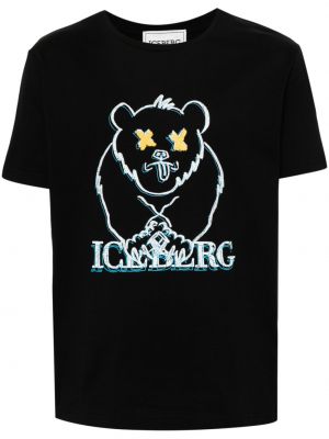 T-shirt en coton à imprimé Iceberg noir
