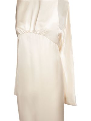 Hedvábné šaty Saint Laurent bílé
