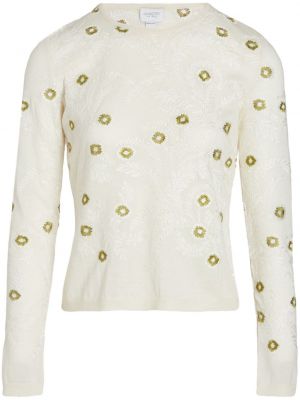 Pull à fleurs Giambattista Valli blanc