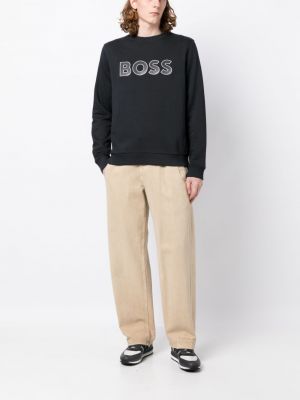 Siuvinėtas džemperis be gobtuvo Boss juoda