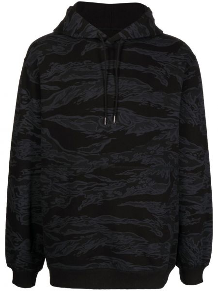 Raštuotas džemperis su gobtuvu su abstrakčiu raštu Maharishi juoda