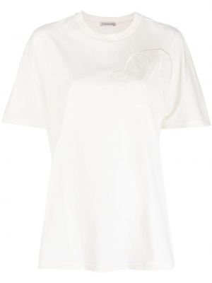 Džerzej bavlnené tričko s výšivkou Moncler biela