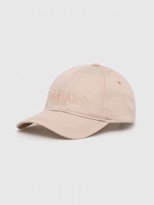 Памучна шапка с козирки с апликация Calvin Klein сиво