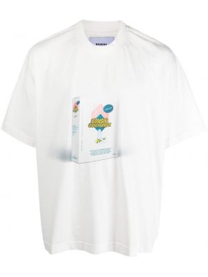 T-shirt di cotone con stampa Bonsai bianco