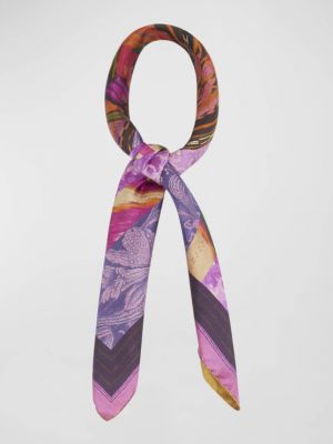 Многоцветный квадратный шарф из шелка с цветочным принтом Pierre-Louis Mascia