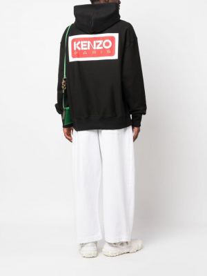 Raštuotas medvilninis džemperis su gobtuvu Kenzo juoda