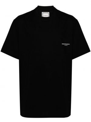 Памучна тениска с принт Wooyoungmi черно