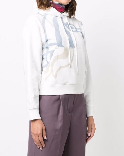 Bluza z kapturem bawełniana z nadrukiem Kenzo biała