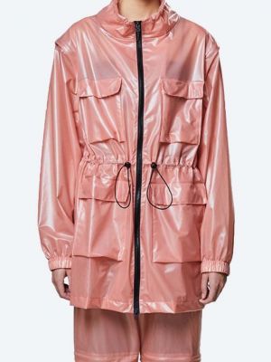 Рожева демісезонна куртка на блискавці Rains