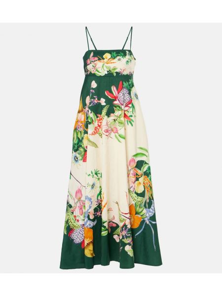 Blomstret linned maxi kjole Alemais