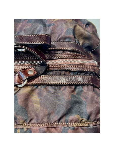 Bolsa de viaje de cuero de nailon de camuflaje Campomaggi marrón