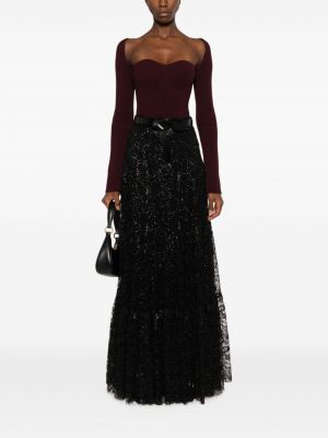 Krajkové dlouhá sukně s flitry Ralph Lauren Collection černé