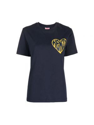 Koszulka z nadrukiem w serca Kenzo niebieska