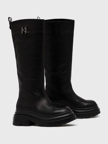Usnjene škornji Karl Lagerfeld črna