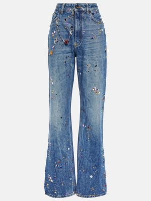 Straight leg jeans a vita alta Rabanne blu