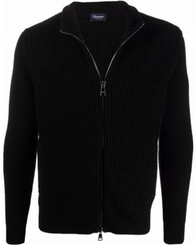 Jersey con cremallera de lana merino de tela jersey Drumohr negro
