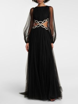 Μάξι φόρεμα από τούλι Valentino μαύρο
