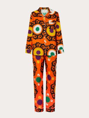 Pijama de algodón con estampado Philippa 1970 naranja