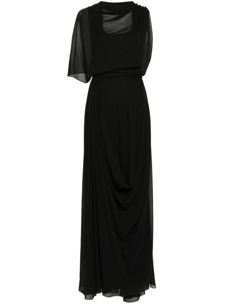 Drapované rozparkované šaty Gemy Maalouf černé