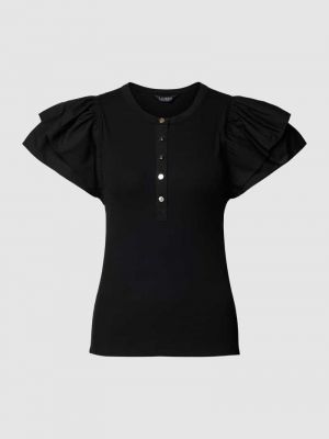 Bluzka z falbankami Lauren Ralph Lauren czarna