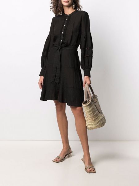 Vestido camisero de lino plisado 120% Lino negro