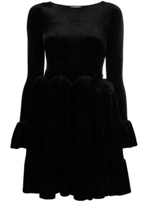 Aksamitna sukienka koktajlowa z falbankami Rabanne czarna
