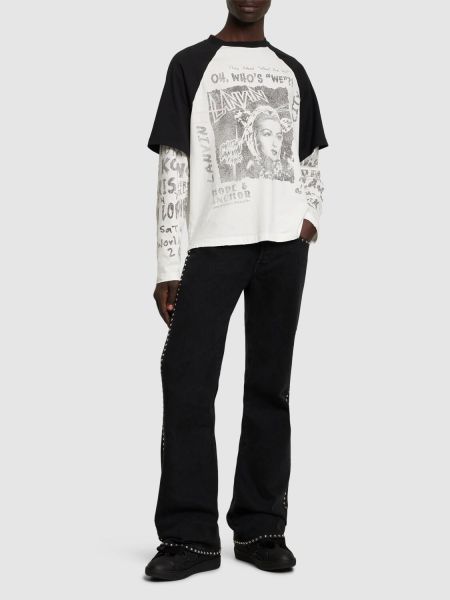 Krekls ar apdruku ar garām piedurknēm Lanvin melns