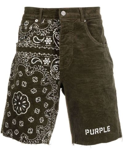 Kratke hlače iz rebrastega žameta s potiskom Purple Brand
