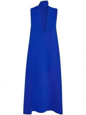 Drapované dlouhé šaty Ferragamo modré