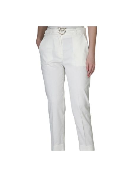 Lniane spodnie Pinko białe