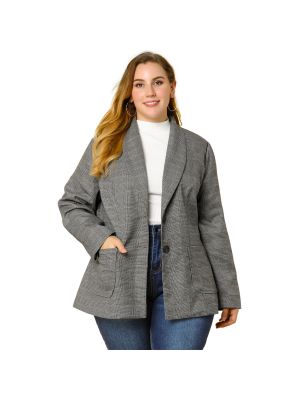 Клетчатый пиджак в деловом стиле Agnes Orinda серый