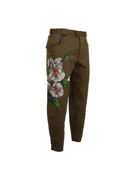 Pantalones chinos slim fit de flores con estampado Dolce & Gabbana verde