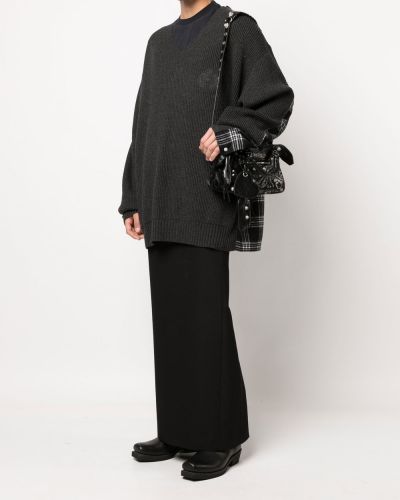 Czarny sweter z dekoltem w serek oversize Balenciaga