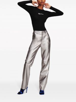 Spodnie Karl Lagerfeld Jeans srebrne