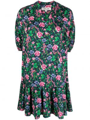 Мини рокля на цветя с принт Dvf Diane Von Furstenberg синьо