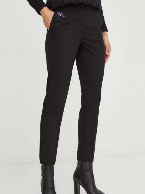 Jednobarevné kalhoty s vysokým pasem Twinset černé