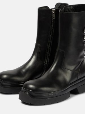 Krajkové kožené šněrovací kotníkové boty Ann Demeulemeester černé