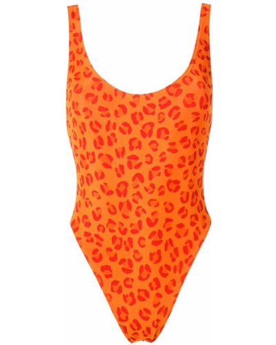 Maillot de bain à imprimé léopard Amir Slama orange