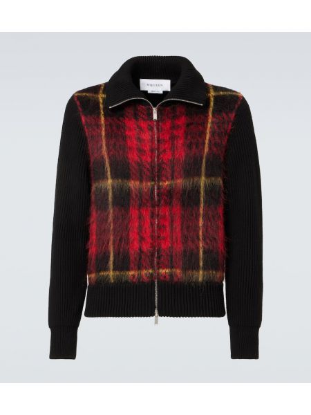 Mohair sjekket silke bomberjakke Alexander Mcqueen