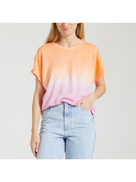 Camiseta de lino manga corta Des Petits Hauts naranja
