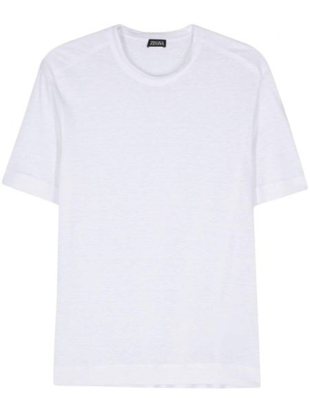 Lanena majica s okruglim izrezom Zegna bijela