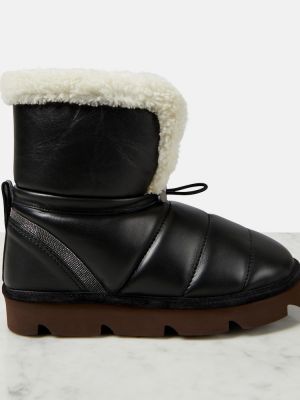 Kožené kotníkové boty Brunello Cucinelli černé