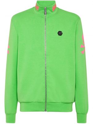 Siuvinėtas džemperis su užtrauktuku Philipp Plein žalia