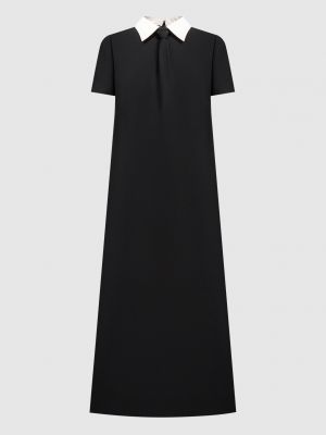 Шелковое шерстяное платье-рубашка Valentino черное