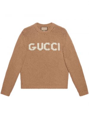 Вълнен пуловер Gucci кафяво